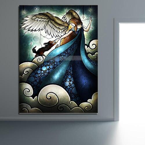 5D DIY Diamond Painting fantasy Dogs Do Go To Heaven Angel Diamond Embroidery Cross Stitch Painting wall Decor Needlework Gift