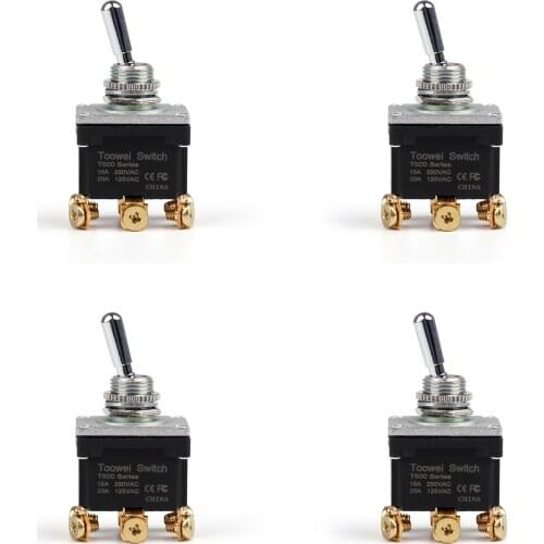 Artudatech 4Pcs Waterproof Rocker Toggle Switch ON-ON DPDT 3Pin Industrial Grade Car Truck 15A 250VAC / 20A 125VAC Parts