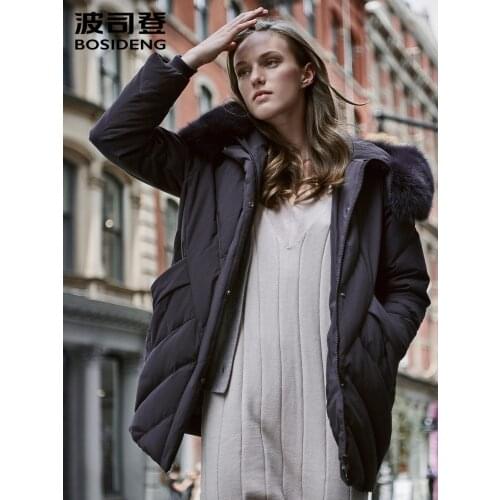 Bosideng Women Down Jacket Detachable Fur Hooded New Winter Clothes Thick Medium X-LARGE Loose Female Coats B90141002BJ