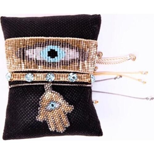BLUESTAR Evil Eye Bracelet MIYUKI Turkish Eye Bracelet Jewelry Women Crystal Jewellery Fatima Hamsa Handmade