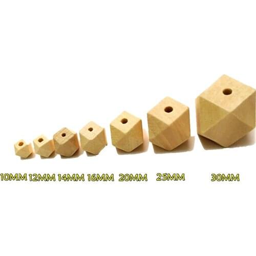 8/10/12/14/16/18/20/22/30mm Natural Color Geometric Polygon Wood Beads DIY Wooden Spacer Bead Jewelry Making Accessories