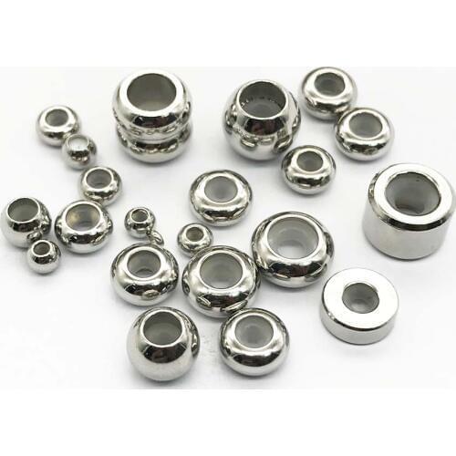 316L Stainless Steel Blank Small Hole Beads Customize Logo Metal Charm Spacer Beads For DIY Jewelry Making Bracelet Wholesale