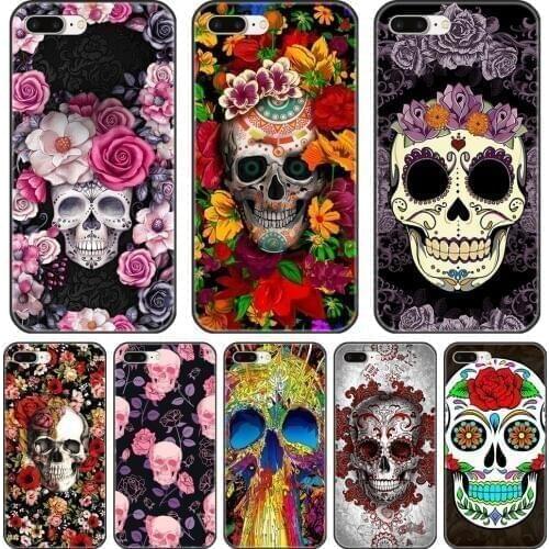 Phone Case For iPhone X XR XS MAX 8 7 6S 6 S Skull Rose Skeleton Soft Back Cover For Apple iPhone 8 7 6S 6 S Plus Silicone Case