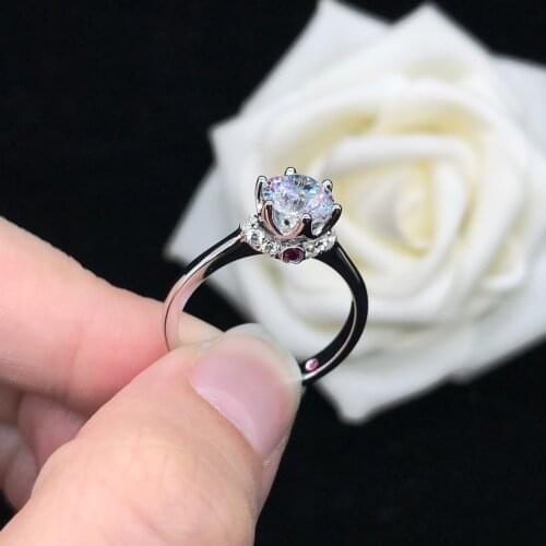 Elegant 1Ct 6.5mm D Color VVS1 Moissanite Engagement Ring AU585 14K White Gold Ring Wedding Jewelry