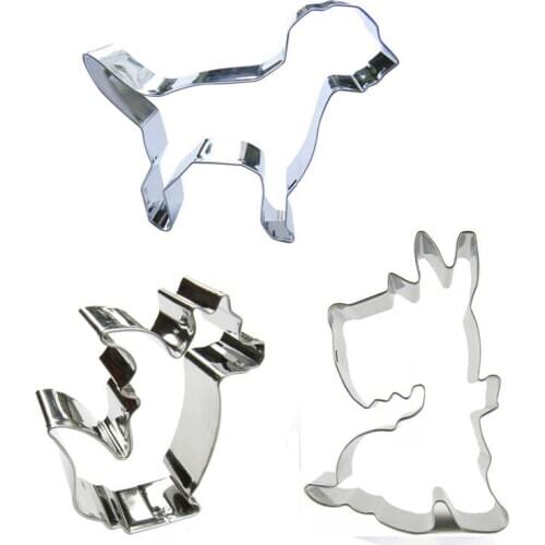 Dog, Fire dragon, Fire dragon dog shaped 3 piece biscuit cutting molds, baking tools, cake decorating soft candy tools