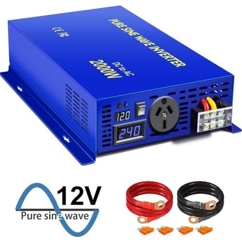 2000W Pure Sine Wave Inverter 12V 220V dc to ac 110V 120V 220V Off Grid System Solar System Power Inverter for Car Battery Bank
