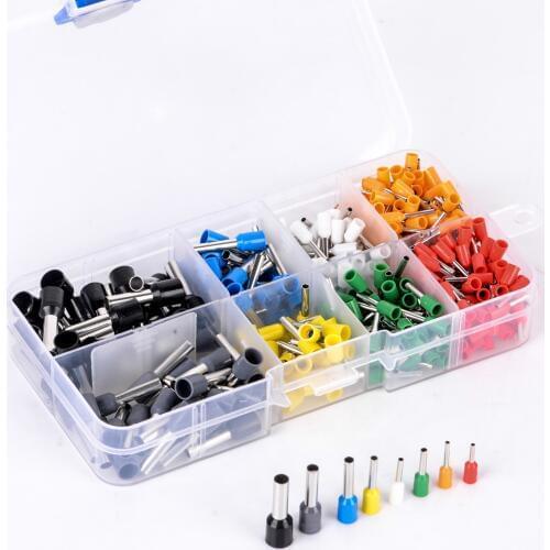 400pcs Insulated Cord Pin End Terminals Wire Copper Crimp Connectors Kits AWG 10-20 with Plastic Box
