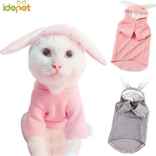 Bunny Pet Dog Costume Clothes Hooded Coat Clothing for Small Dogs Cat Fleece Puppy Warm Rabbit Clothes Teddy Outfit 35A1