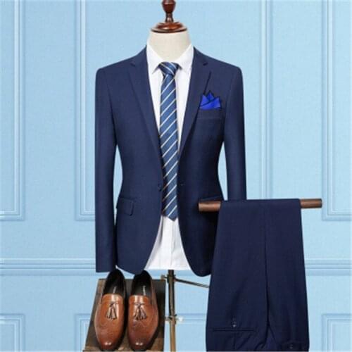 2021 Spring Autumn The New High Quality Single Breasted Slim Fit Suits Mens Business Suits Dress Jacket Pants 2 Pieces Set