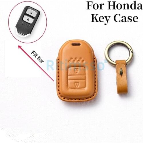 Handmade Leather Car Key Protect Case Shell for Honda 2016 2017 CRV Pilot Accord Civic Fit Freed Car Accessorise