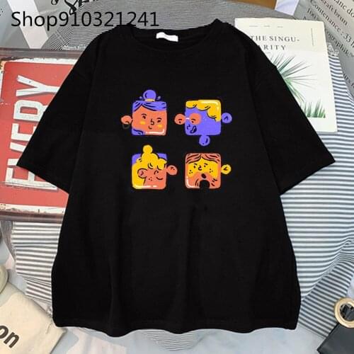 Kawaii Jigsaw Face T-Shirt Women Cute Graphic t shirt female Streetwear Korean Tops Harajuku short sleeve Tee Shirt Punk