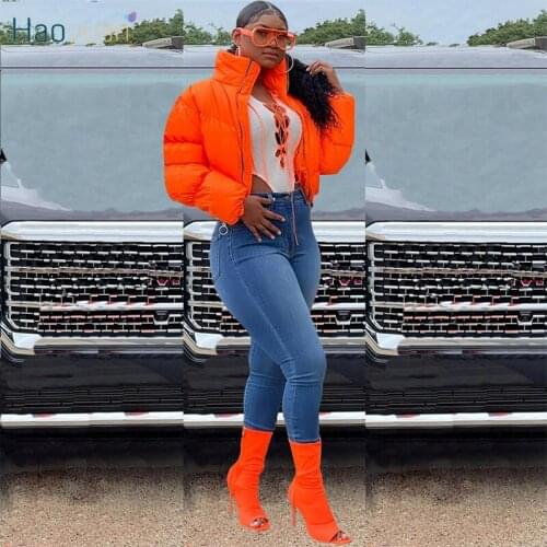 HAOYUAN Fashion Winter Bubble Coat Long Sleeve Cardigan Zipper Warm Women Clothing Down Jacket 2021 Streetwear Outwear Coats