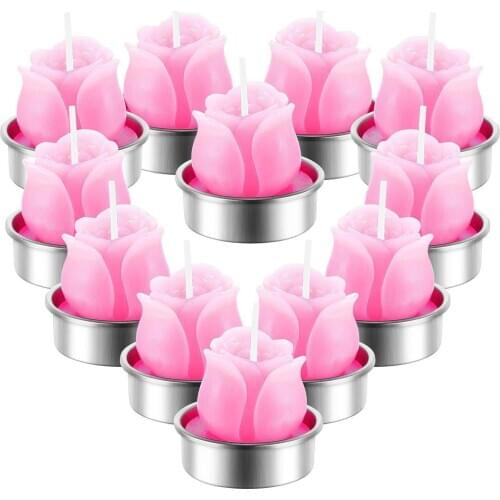 12Pcs 3D Cactus Candle Simulated Plant Set Home Decoration Valentines Day Rose Flower Tealight Candles For Weddings Valentine