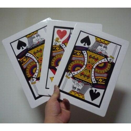 Find The Queen Jumbo Cards 8"X11" Three Card Monte Red Color Back Magic Trick Stage Magic Close Up Classic Magic Gimmick