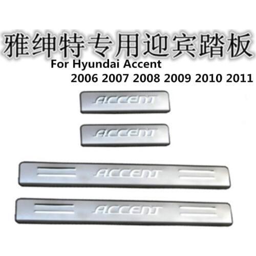 Stainless Steel Side Door Sill Cover / Scuff Plate Trim 4Pcs/Set For Hyundai Accent 2006 2007 2008 2009 2010 2011