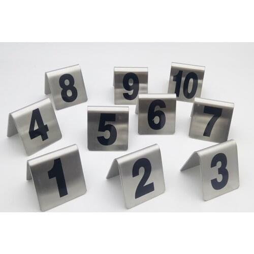 Stainless Steel Table Number Plate Double-sided Square Table Number Digital Card Number Plate Restaurant Hotel Number 10pcs/set