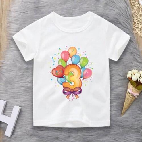 2021 New Happy Birthday Gift Tshirt Baby Boy Clothes Cartoon Number 1-9 Print Funny T-shirt Kids Summer Tops Boys Girls T Shirt