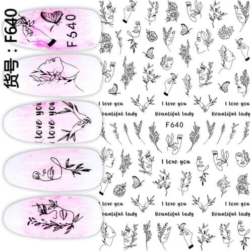 Newest F640 3D design nail sticker decal stamping back gule DIY nail decoration tools