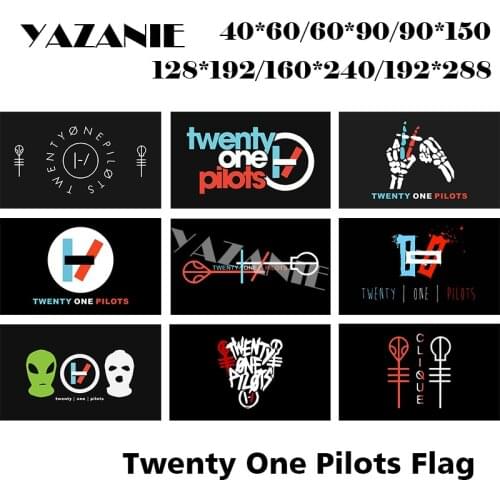 YAZANIE Any Size Single or Double Sided Twenty One Pilots Flag Skeleton Clique Symbol Custom Polyester Flags and Banners
