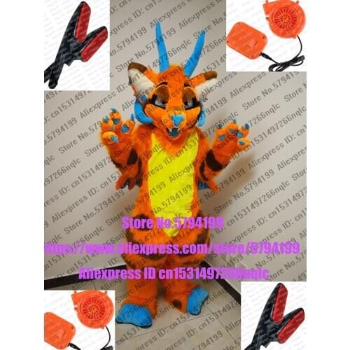 ORANGE YELLOW DRAGON HUSKY Dog Wolf Furry Fursuit Suit Costume Cosplay Animal Party Fancy Dress Carnival Birthday Gift