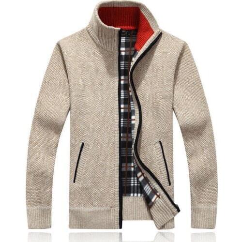 2020 Autumn & Winter New Arrival Plus Velvet Thick Sweater Coat Stand Collar Cardigan Loose Solid Color Sweater Free Shipping