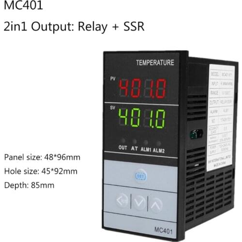 2in1 Relay + SSR Output PID Thermostat ℃/℉ 85~265VAC for Universal Inout K Pt100