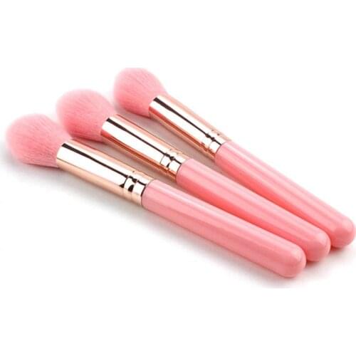 Wholesale Pink Little Blush Brush Plastic Handle Flame Highligh Brush OPP Bag Packing Makeup Brush Flame Highlight Brush