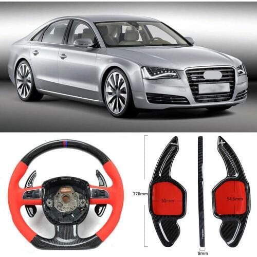 Carbon Fiber Gear DSG Steering Wheel Paddle Shifter Cover Fit For Audi A8 2008-2017