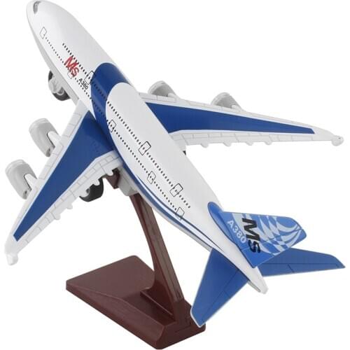 Toy Airlines Airplane Plane A380 Alloy Metal Vehicle with Sound Light Color Box Packing Pull Back Forward Color box