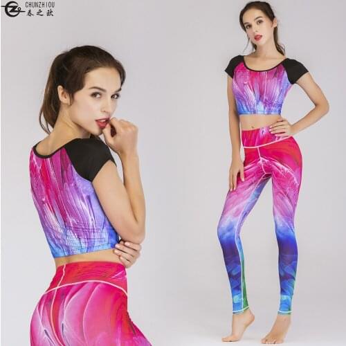 Sexy New Starry Sky Yoga Set Running Sport Suit Women Tracksuit Fitness Gym Sportswear Leggings Tight Ladies Sports Clothing