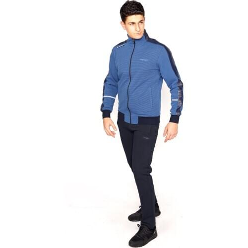 Blue Tracksuit Set Arm Leather Garnished 4 Season Wearable