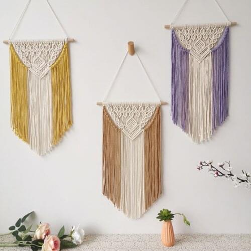 Nordic Bohemian Macrame Hand-woven Cotton Rope Tassel Lace Tapestry Pendant Home Living Room Bedroom Wall Decoration