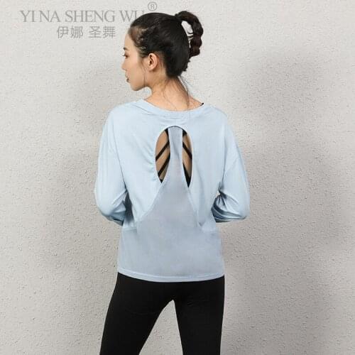 Sport Top Long Sleeve Sport T Shirt Women Fitness Yoga Shirt Sexy Back Hollow Out Tank Top Running T-shirt Women Sportswear New