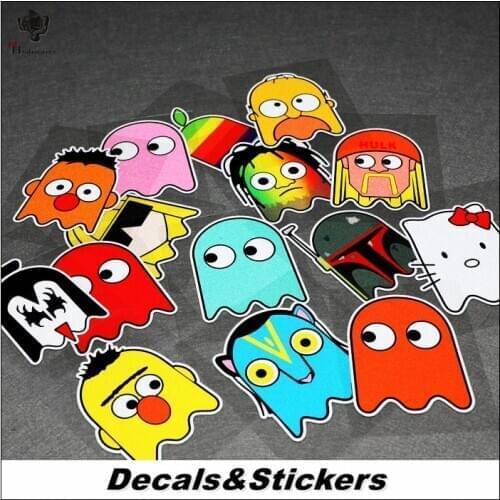 NO.L088 Pac-Man Cartoon Characters 3M Reflective Modified Stickers Car Helmet Waterproof Decals MOTO GP Racing Motorcycle