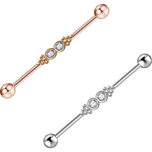 TIANCIFBYJS Industrial Piercing Jewelry 14G Surgical Stainless Steel Ear Bars helix Barbells Tragus Earring 50pcs For Women Men