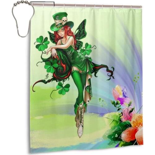 Four Leaf Clover Fabric Waterproof Shower Curtain St. Patricks Day Curtains Shower For Bathroom Bathing Cover Large Wide Extra