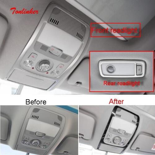 Tonlinker Interior Read light Cover case Stickers for AUDI Q5/A5/A4L 2009-16 Car styling 1-2 PCS Stainless steel Cover stickers