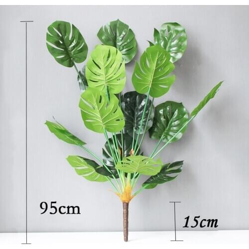 95cm Tropical Monstera Large Artificial Plants Fake Palm Tree Branches False Leaves Plastic Turtle Leafs For Home Wedding Decor
