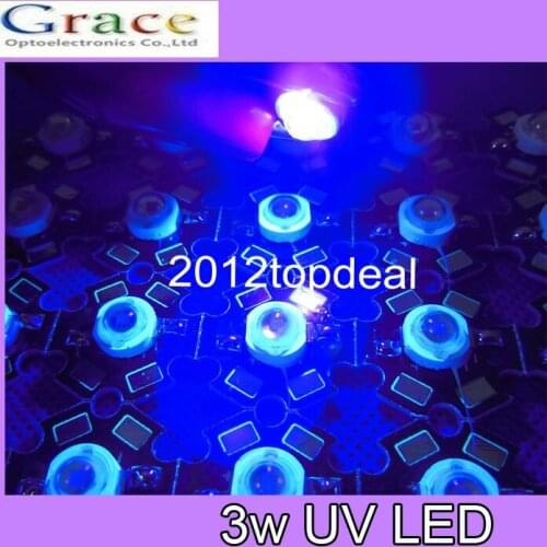 100pcs 3W 395NM UV LED /Ultra Violet High Power LED Bead Emitter 395-400NM led 3w chip uv led diode