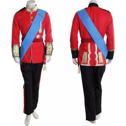 Europe Royal Prince William Costume Uniform Suit Outfit Halloween Carnival Prince Cosplay Costume For Men