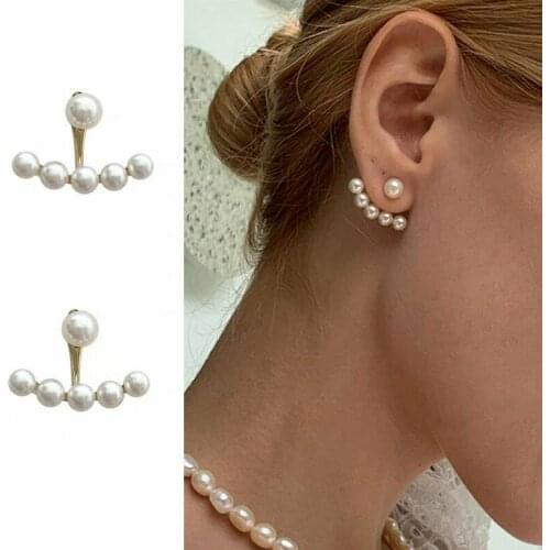 Korean Vintage Metal Gold Color Natural Pearl Small Stud Earrings for Women Girl Chic Simple Jewelry Party Wedding Gift