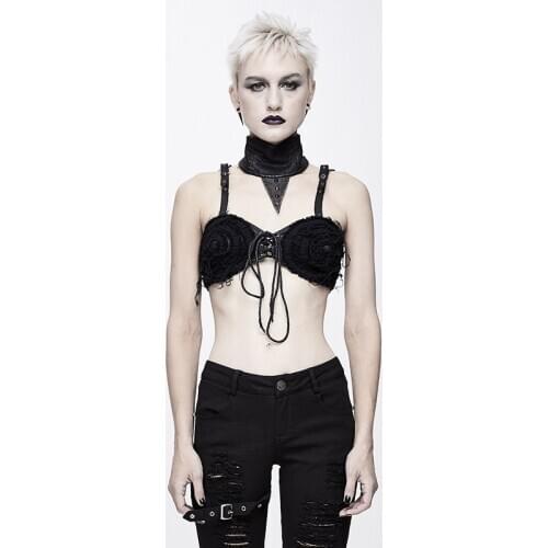 Steampunk Punk Corsets Women Black Sexy Tops With Collar Cross Straps Tassels Gothic Clothes Party Corset