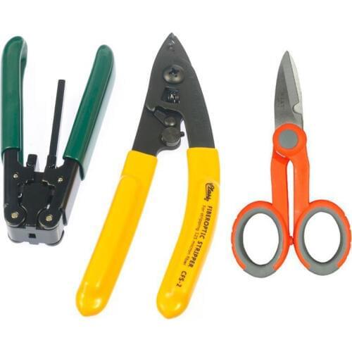 Fiber Optic Tool 3 sets FTTH Splice fiber optic tool kits Pixian Fibre stripping + optical fiber+Kevlar Scissors Free shipping