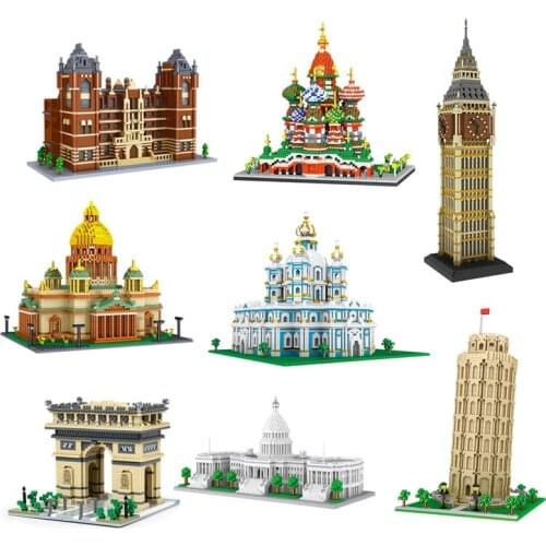 World Famous Architecture School Church City Landmark 3D Model Assembled Building Blocks DIY Childrens Educational Toys No Box