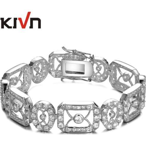 Womens Fashion Jewelry Sparking CZ Cubic Zirconia Bridal Wedding Bangle bracelets for Girls Promotion Birthday Christmas Gifts