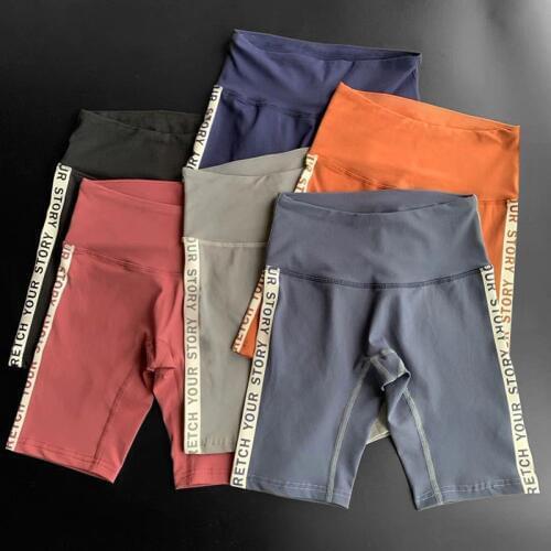 Women Yoga Shorts Summer Solid Women Jogging Running Shorts Gym Letter Tights High Waist Thigh Length Sport Shorts Women Tights
