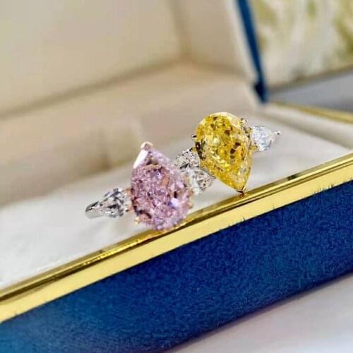 Luxury 100% 925 Sterling Silver Pear Cut 4 CT Created Moissanite Wedding Engagement Fashion Ring For Women Fine Jewelry Gifts