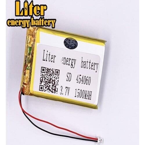 1.25MM 2pin connector Hot selling lithium 3.7 V 454060 1500mah polymer rechargeable lipo battery e-books GPS PDA Car recorder