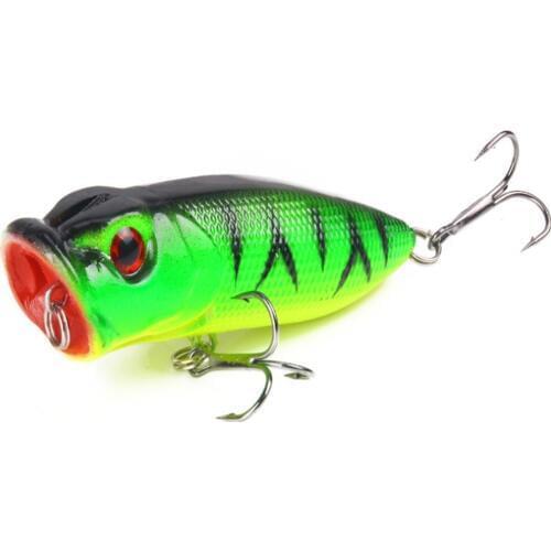 1Pcs Popular 7cm 11.8g Popper Fishing Lure Hard Artificial Bait with 2 Treble Hooks Fishing Wobblers Crankbait Pesca Iscas