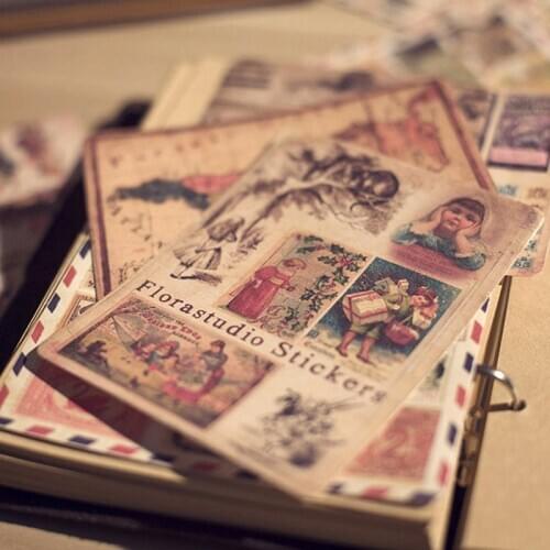 10pcs/pack Retro Creative Time Round Nostalgia Series Decorative Sticker Scrapbooking DIY Diary Album